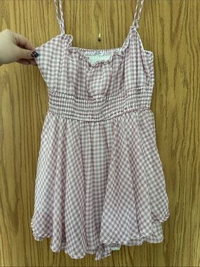 Ardene Pink Gingham Smocked Romper